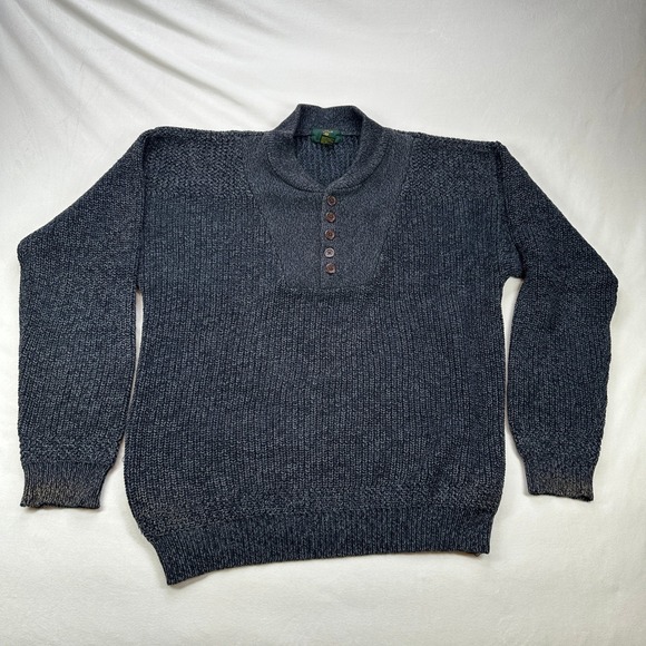 Club Room Other - Club‎ Room Mens 100% Cotton Shawl Collar Chunky Knit Sweater Small Dark Gray